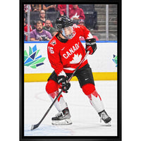Connor Bedard Canada World Juniors - Framed Canvas - 22" x 31"-Premium canvas print with gallery-wrapped edges