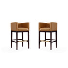 Manhattan Comfort - Kingsley tabouret de bar 21" style milieu du siècle moderne, revêtement en similicuir, camel et noyer foncé, lot de 2-Tabouret de bar moderne du milieu du siècle avec banquette arrière parfait pour un bar et une cuisine. Ensemble de 2