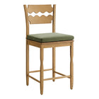 Modway Jax Oak Wood Counter Stool With Wavy Razor Back and Cushion - Weathered Oak Sage-Solid Oak Counter Stool