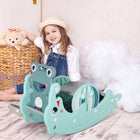 Qaba - Glissoire 3-en-1 et cheval à bascule pour enfants - équipement d'activité pour enfants à double usage - glissoire portable - vert-Matériau HDPE lisse et de haute qualité pouvant protéger la peau des enfants 