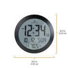Marathon Watch 10 inch Round Digital Wall Clock with Date & Indoor Temperature - Black-Multiple languages: weekday displayed in one of the 3 languages (english, french, & spanish)