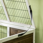 PawHut Rabbit Hutch with Run, Ladder and Slide-Out Tray - Coffee-Metal wire fencing for ventilation 