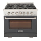 Kucht 36" KFX-X Series Pro Style Natural Gas Range - Stainless Steel/Cement Gray-Rocket power burner 21 000 btu for rapid searing