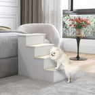 PawHut 21.3" H Pet Stairs for High Bed - White-5.6" (14.3cm) high and 6.7" (17cm) wide steps, your pets can climb it up with no problem 