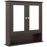 Kleankin Wall Mount Medicine Cabinet with Mirror - Espresso-Elegant design, great for kitchen, bathroom and more