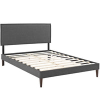 Modway - Camille Tissu Lit à plateforme complet avec pieds carrés effilés, Gris-Rembourrage fin en polyester