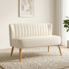 HOMCOM - Canapé d’appoint 46 po rembourré avec pieds en bois - blanc crème-Peut être placé n'importe où, du salon, de la chambre au bureau à domicile.