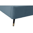 Manhattan Comfort - Lit une place moderne Crosby 81,1" en velours - Bleu-Hauteur des pieds en métal : 20 cm Hauteur de la tête de lit : 109 cm