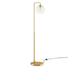 Modway Silo Glass Globe Glass and Metal Floor Lamp - Satin Brass-Glass Globe Floor Lamp