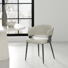 Manhattan Comfort - Chaise de salle à manger moderne Luce 22 po en similicuir texturé, rembourrée - Avoine-Revêtu d’un similicuir texturé luxueux avec des finitions de couture raffinées