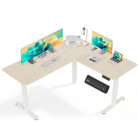 IMHome - Bureau électrique en L réglable en hauteur avec double moteur et 3 réglages de mémoire - 63 po x 55 po - Plateau ivoire / structure blanche-Optimisez votre productivité avec le bureau assis-debout électrique en L IMHome, un bureau réglable haut de gamme conçu pour le confort, la flexibilité et la durabilité. Que vous travailliez à domicile, jouiez ou aménagiez un espace de travail ergonomique complet, ce bureau assis-debout offre les performances dont vous avez besoin grâce à sa surface extra large