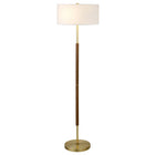Hudson&Canal Simone 2-Light Floor Lamp with Fabric Shade - Rustic Oak/Brass/White-Paired with a white drum fabric shade