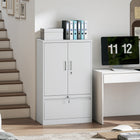 HOMCOM - Armoire de rangement en métal avec serrures - blanc-Le tiroir comprend des barres de suspension réglables, adaptées aux dossiers format A4, lettre, légal et F4 