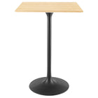 Modway Lippa 28" Square Wood Bar Table - Black Natural-Modern Bar Table
