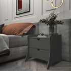 Manhattan Comfort Coney 19.68" Mid-Century Modern Nightstand - Grey-Includes 2 Spacious Drawers With Simple .75 Gliding Mechanism