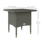 Outsunny 20" Patio Wicker Coffee Table with Plastic Board Underneath the Woven Tabletop - Grey-Hand-woven PE rattan wicker adds style and durability