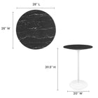 Modway Lippa 28" Round Faux Marble Bar Table - White Black-Artificial Marble Tabletop