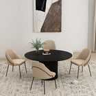 Manhattan Comfort - Lot de 4 chaises de salle à manger modernes Gracie 61,5 cm en similicuir, coloris beige et noir-Caractéristiques du cadre et des pieds Choix entre acier noir entièrement soudé ou acier inoxydable doré