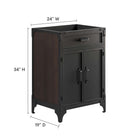 Modway Steamforge 24" Bathroom Vanity Cabinet - Black/Walnut-Pivot Hinges