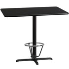 Flash Furniture Dessus de table rectangulaire de 30 x 48 po en stratifié noir avec anneau de pied-Table d'hospitalité à hauteur de bar