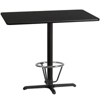 Flash Furniture Dessus de table rectangulaire de 30 x 48 po en stratifié noir avec anneau de pied-Table d'hospitalité à hauteur de bar