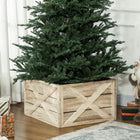 HOMCOM - Boîte à collier d'arbre de Noël en bois 24" finition en bois vieilli-Le bois de paulownia massif avec traitement de combustion assure la durabilité 