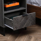 HOMCOM - Table de chevet avec pieds en acier pour chambre - gris-Couleur : gris foncé 