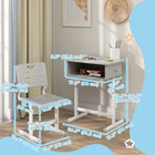 Qaba Kids Desk & Chair Set, Height Adjustable Children Study Desk & Chair - Grey-Steel frame provides rock-solid stability for safe and focused learning
