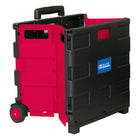 BAZIC Products Folding Cart on Wheels w/Lid Cover - 16" x 18" x 15" - Black/Red-Durable tires