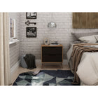 Manhattan Comfort Rockefeller 20.08" Mid-Century Modern 2-Drawer Nightstand - Nature/Textured Grey-Choose Your Handle Design When the Product is at Your Home! Option for Cut-Out Edge Handle, or Flush Design Look