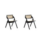 Manhattan Comfort Lambinet 20.87" Industry Chic Dining Folding Chair - Black and Natural Cane - Set of 2-Modern - Industry Chic Cane Folding Dining Chair Perfect for Dining Room Use. Set of 2