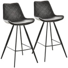 HOMCOM - Tabourets de bar hauteur comptoir en microfibre - noir - paquet de 2-Emballé par lot de 2, idéal pour partager un moment convivial à deux 
