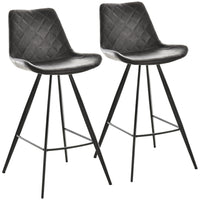 HOMCOM - Tabourets de bar hauteur comptoir en microfibre - noir - paquet de 2-Emballé par lot de 2, idéal pour partager un moment convivial à deux 
