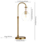 Hudson&Canal - Lampe de table arquée Verona de 68 cm de haut avec abat-jour en verre - Laiton brossé/transparent-Comprend un cordon de 6 pieds avec interrupteur à bascule