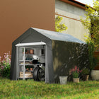 Outsunny 10' x 10' Portable Shed - Dark Grey-A large door seals your tools inside
