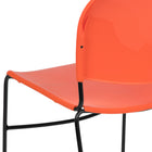 Flash Furniture HERCULES Series Orange Ultra-Compact Stack Chair with Black Powder Coated Frame-Carrying Handle to better transport