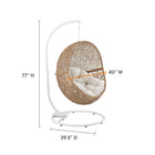 Modway Encase Outdoor Patio Rattan Swing Chair - Cappuccino Beige-Powder-Coated Steel Frame