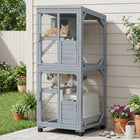 PawHut Catio Outdoor Cat Enclosure on Exercise Wheels - Indoor/Outdoor-Four 4cm swivel casters, two lockable, roll smoothly and park securely
