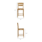 Modway - Jax Bois de chêne Tabouret de comptoir avec un dos ondulé en forme de rasoir in Chêne vieilli-Rasoir ondulé
