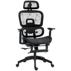 HOMCOM - Chaise de bureau ergonomique en maille à haut dossier - noir-Dossier inclinable à 135 degrés, réglable sur trois niveaux. Allongez-vous comme vous le souhaitez