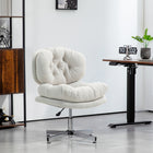 HOMCOM Armless Office Desk Chair with Wide Thick Padded Seat - White-Thick foam padding ensures comfortable seating for long hours