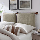 Modway Anela Wall-Mounted Chenille Upholstered King Size Headboard - Oatmeal Walnut-Velcro Straps