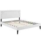 Modway Josie Vinyl Queen Platform Bed with Squared Tapered Legs - White-Fine Vinyl Upholstery