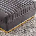 Modway Sanguine Channel Tufted Performance Velvet Modular Sectional Sofa Ottoman - Grey-Performance Velvet Upholstery