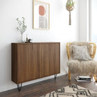 Nexera Slim 2-Door Storage Accent Cabinet - Floating And Wall Mount Bar - Walnut-Easy and quick to assemble, this piece of furniture from the Slim collection requires to be mounted on the wall