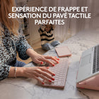 Logitech - Casa Pop-Up Desk - Rose-Une expérience familière: profitez d'une sensation à la fois familière et agréable, comparable à celle offerte par un ordinateur portable avec Casa Keys et Casa Touch, le clavier sans fil minimaliste et le pavé tactile sans fil fluide 