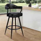 Armen Living - Justin Tabouret de Bar Pivotant de 76 cm de Hauteur en Similicuir Noir Vintage avec Pieds en Métal Noir-Que vous ayez un îlot de cuisine, une table de bar, une table haute ou une péninsule, nous avons la hauteur parfaite pour répondre à vos besoins.

Nos tabourets de bar offrent une hauteur d’assise confortable de 76 cm (30"), tandis que nos tabourets de comptoir vous maintiennent à une hauteur pratique de 66 cm (26").