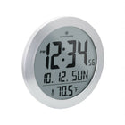 Marathon Watch 10 inch Round Digital Wall Clock with Date & Indoor Temperature - Grey-Multiple display modes: displays time in 12 or 24-hour format with indoor temperature display in celsius or fahrenheit