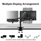 ShoppingAll - Support convertible 2-en-1 pour écran et ordinateur portable - Noir-Le poteau central a une longueur mesurée de 44 cm et les bras peuvent être retournés pour un réglage supplémentaire de la hauteur jusqu'à 55 cm.