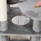 PawHut - Arbre à chat 52 po, tour à plusieurs niveaux avec hamac, lit, poteaux à griffer en sisal - gris-Structure en panneaux de particules solide conçue pour résister à une utilisation prolongée 